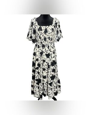 Mittoshop Victoria Flower print midi Dress NWT